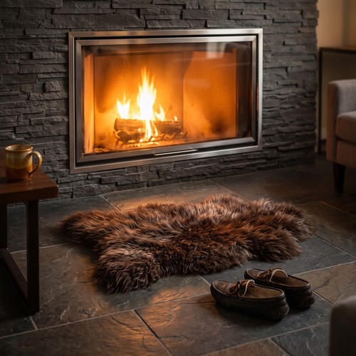Genuine sheepskin rug brown - sheepskin,