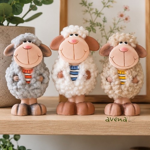 Set three cute wooly sheep - of,